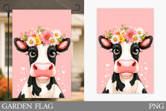 Cute Cow Garden Flag Design. Cute Cow Sublimation Product Image 1