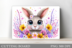 Bunny Cutting Board. Bunny Flowers Cutting Board Design Product Image 1