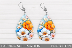 Floral Earring Sublimation. Flowers Earring Design Product Image 1