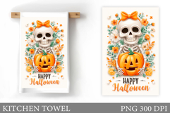 Skeleton Kitchen Towel Design. Halloween Kitchen Towel Product Image 1