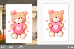 Valentines Bear Garden Flag. Valentines Garden Flag Design Product Image 1