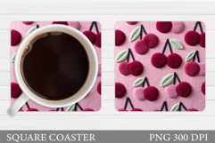 Crochet Cherry Coaster Design. Crochet Cherry Sublimation Product Image 1
