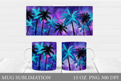 Palm Tree Mug Sublimation. Summer Mug Wrap Design Product Image 1