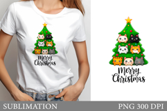 Christmas Cat Sublimation. Christmas Cat T-Shirt Design Product Image 1