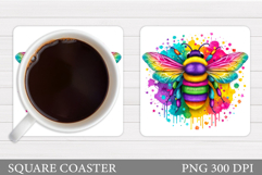 Bee Coaster Sublimation. Bee Sublimation Product Image 1