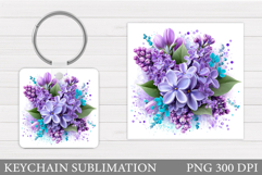 Flowers Keychain Design. Floral Keychain Sublimation Product Image 1