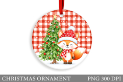 Cute Fox Christmas Ornament. Christmas Ornament Sublimation Product Image 1