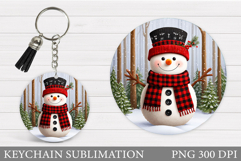 Cute Snowman Keychain Sublimation. Christmas Keychain Design Product Image 1
