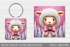 Christmas Lamb Keychain. Christmas Keychain Sublimation Product Image 1