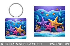Sea Keychain Sublimation. Starfish Keychain Design Product Image 1