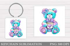 Valentines Bear Keychain. Valentines Keychain Sublimation Product Image 1