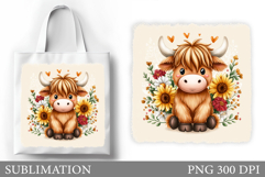 Summer Cow Tote Bag Design. Cute Cow Sublimation Product Image 1