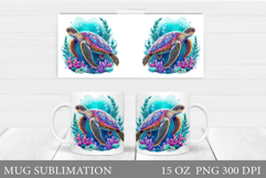 Sea Turtle Mug Sublimation. Sea Turtle Mug Wrap Design Product Image 1