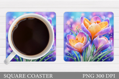 Flowers Crocus Coaster. Spring Flowers Coaster Sublimation Product Image 1