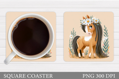 Cute Horse Coaster Design. Cute Horse Sublimation Product Image 1