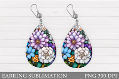 Flowers Earring Design. Floral Earring Sublimation Product Image 1