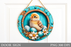 Easter Chick Door Sign Design. Easter Door Sign Sublimation Product Image 1