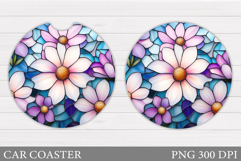 Floral Coaster Design. Flowers Car Coaster Sublimation Product Image 1