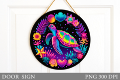 Turtle Door Sign Sublimation. Summer Door Sign Design Product Image 1
