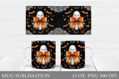 Halloween Ghost Mug Design. Cute Halloween Mug Sublimation Product Image 1