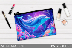 Dolphin Makeup Bag Sublimation. Dolphin Cosmetics Bag Design Product Image 1
