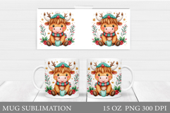 Christmas Cow Mug Design. Christmas Mug Sublimation Product Image 1