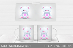 Valentines Bear Mug Sublimation. Valentines Mug Design Product Image 1