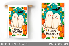 Cute Ghost Kitchen Towel. Cute Halloween Kitchen Towel Product Image 1