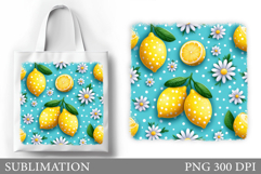 Lemons Tote Bag Design. Flowers Tote Bag Sublimation Product Image 1