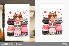 Valentines Cat Garden Flag. Valentines Garden Flag Design Product Image 1