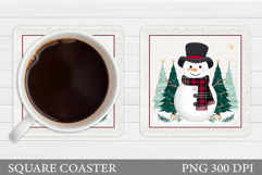 Cute Snowman Coaster. Christmas Coaster Sublimation Product Image 1