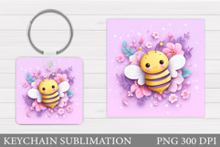 Bee Keychain Design. Bee Sublimation Product Image 1
