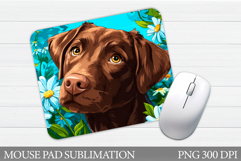 Cute Dog Mouse Pad. Dog Flowers Mouse Pad Sublimation Product Image 1