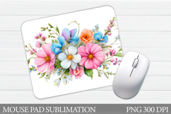 Flowers Mouse Pad Sublimation. Wildflowers Mouse Pad Design Product Image 1