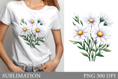 Daisy Flowers Sublimation. Flowers T-Shirt Sublimation Product Image 1