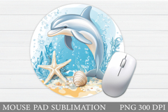 Dolphin Mouse Pad Sublimation. Sea Mouse Pad Design Product Image 1