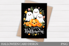 Cute Halloween Card Design. Halloween Ghost Card Printable Product Image 1