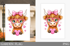 Valentines Cow Garden Flag. Valentines Garden Flag Design Product Image 1