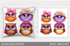 Cute Owl Pillow Design. Cute Owl Sublimation Product Image 1
