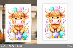 Easter Cow Garden Flag. Easter Garden Flag Sublimation Product Image 1