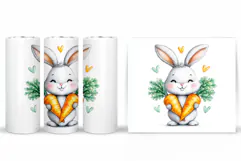 Cute Bunny Tumbler Design. Bunny Sublimation Product Image 2