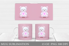 Valentines Bear Mug Sublimation. Valentines Mug Design Product Image 1