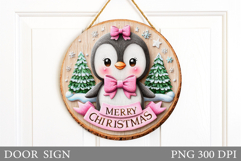 Christmas Penguin Door Sign. Christmas Door Sign Design Product Image 1