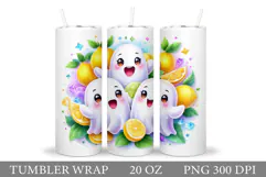 Cute Ghost Tumbler Design. Ghost Lemons Tumbler Sublimation Product Image 1