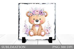 Cute Bear Sublimation. Bear Slate Sublimation Product Image 1