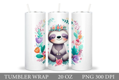 Cute Sloth Tumbler Design. Cute Sloth Sublimation Product Image 1