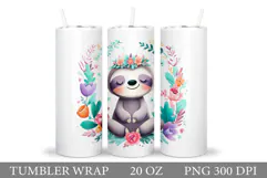 Cute Sloth Tumbler Design. Cute Sloth Sublimation Product Image 1