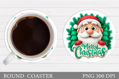 Cute Santa Coaster Sublimation. Funny Santa Claus Coaster Product Image 1