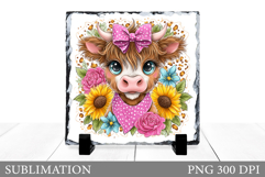 Cute Cow Sublimation. Cow Slate Sublimation Product Image 1