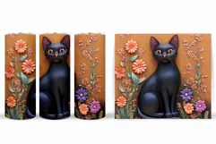 Cat Tumbler Design. Black Cat Sublimation Product Image 2